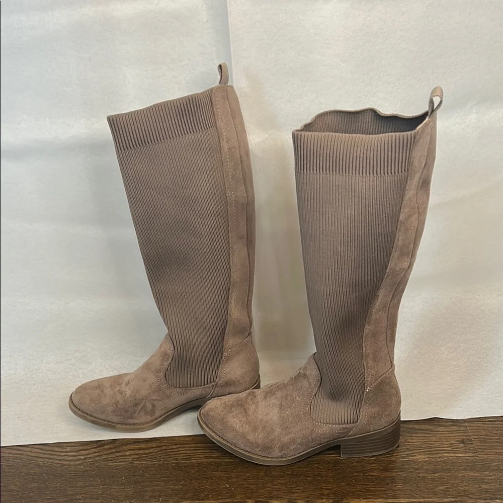 Steve Madden Tan Knee-High Boots with Suede Accents